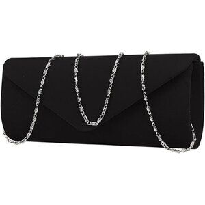 Velvet Evening Clutch Purse, Elegant Handbag for Wedding Party - Black